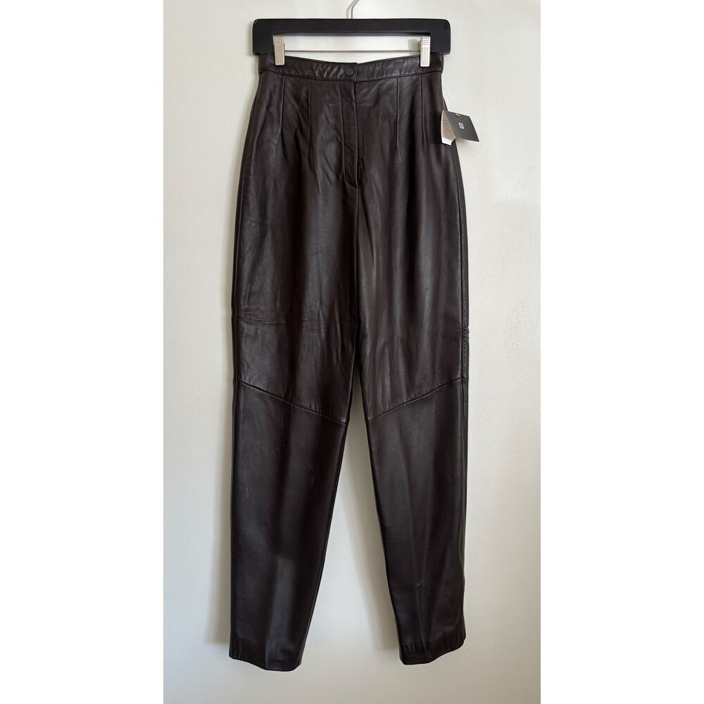 Brown Vintage Valerie Stevens New Zealand Lambskin High Rise Leather Pants 6